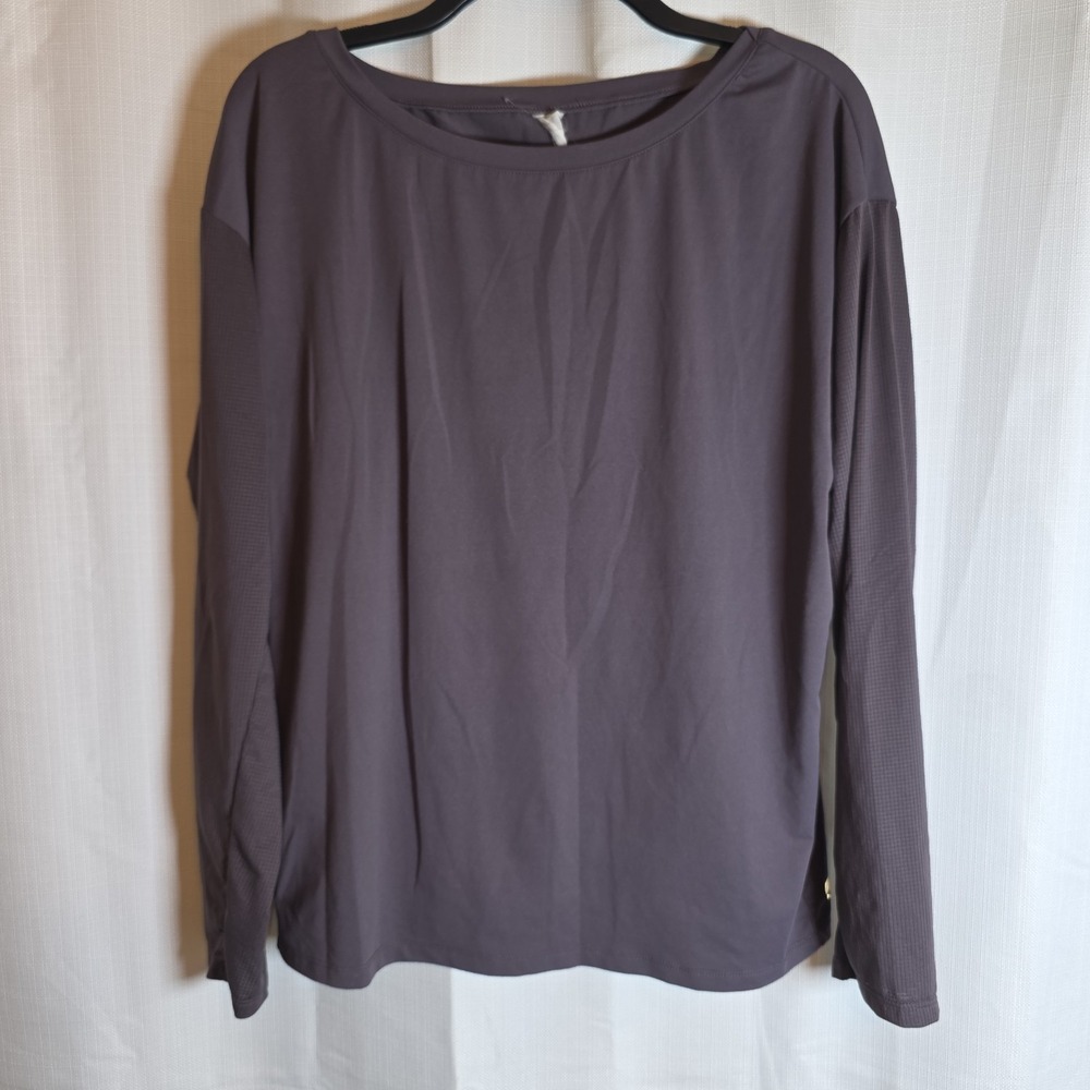 Fabletics‎ Womens Shirt Long Sleeve Elastic Gathered Back Athletic Workout XL